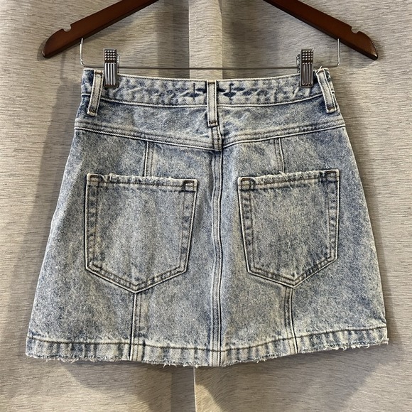 Abercrombie & Fitch Button Down Denim Skirt Size Pockets Vintage Look Retro 25/0 - Picture 4 of 6